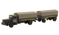 Wiking PMS 252850 - H0 - Set Edition - Deutsche Bundesbahn Nr. 7 Büssing 8000 Pritschenlastzug Deutsche Bundesbahn